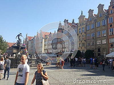 Poland, Gdansk - the DÅ‚ugi Targ square. Editorial Stock Photo